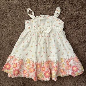 Tahari Kids Girls Dress Floral Spring Lined Bow Easter Summer 18M White Pink